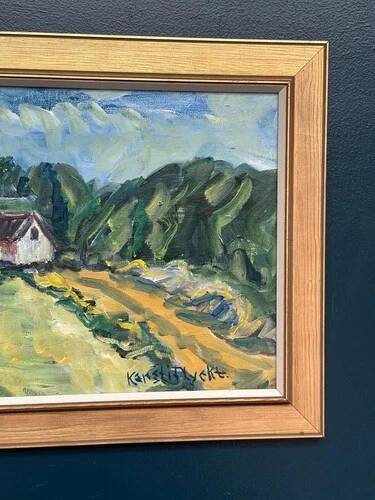 Swedish Oil on Canvas "Landskap" by Kersti Flyckt, Vintage & Framed 59×43cm