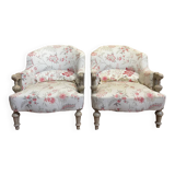 Pair of Napoleon III toad armchairs