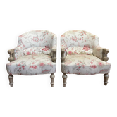 Pair of Napoleon III toad armchairs