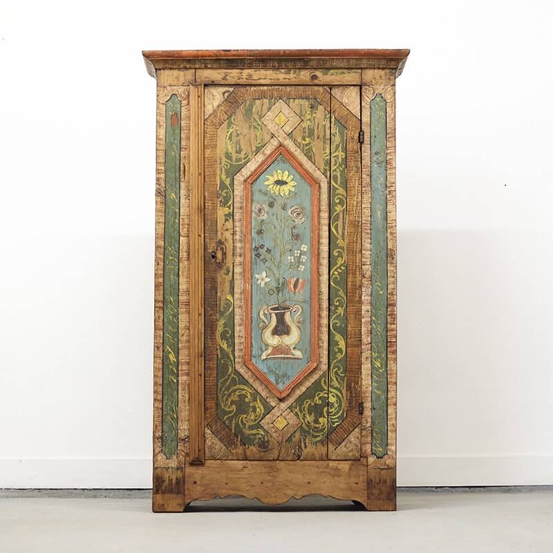 Folk art painted wedding cabinet