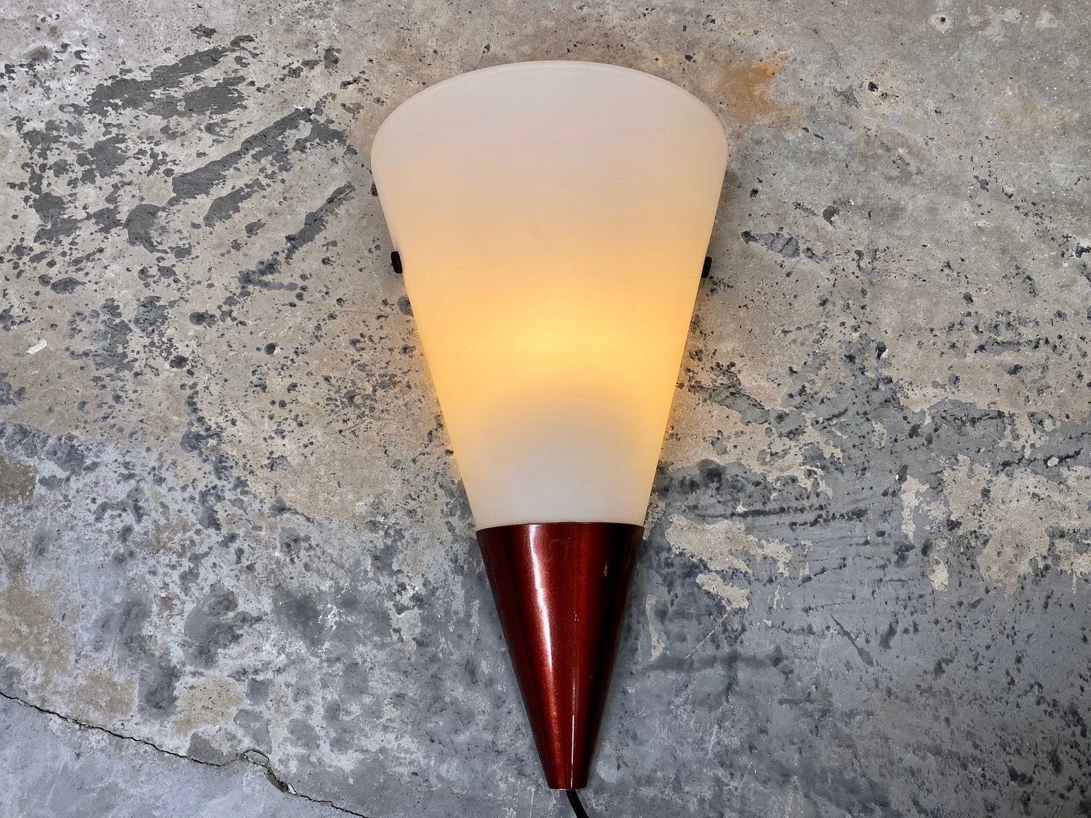 Vintage Wall Lamp / Wall Sconce by LAKRO, Holland, Glass and Metal