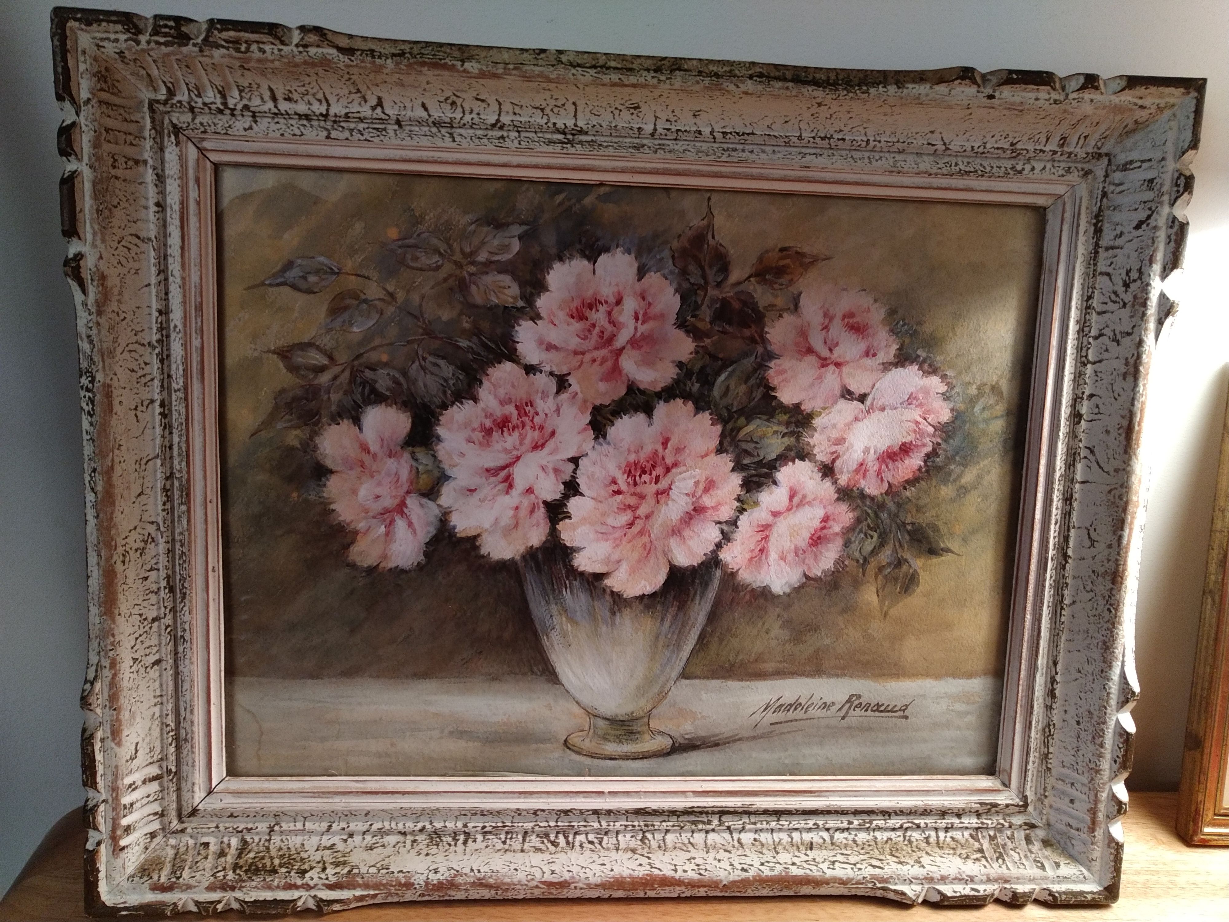 Tableau aquarelle bouquet de Pivoines Madeleine Renaud