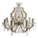 Antique crystal chandelier with 8 lights and drop pendants -