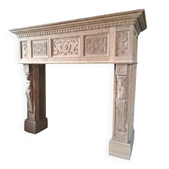 Solid oak fireplace from the early 20th century (large model)