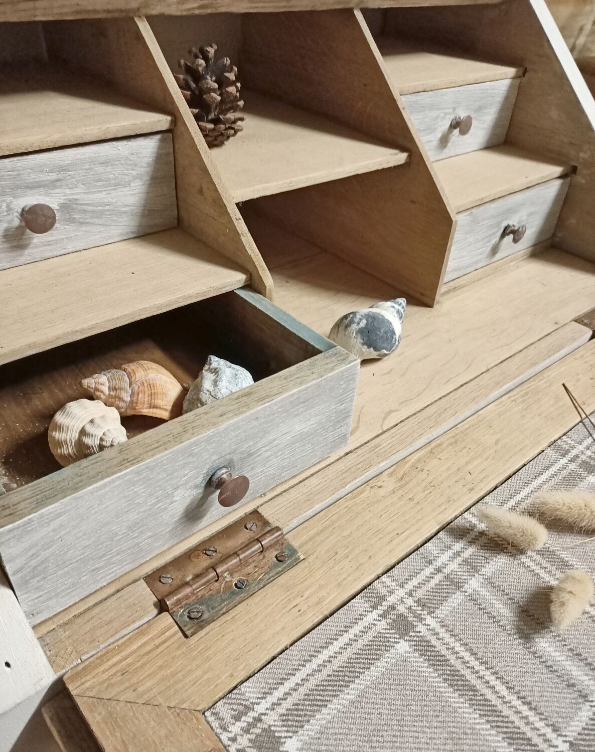 Wooden secretary chest of drawers