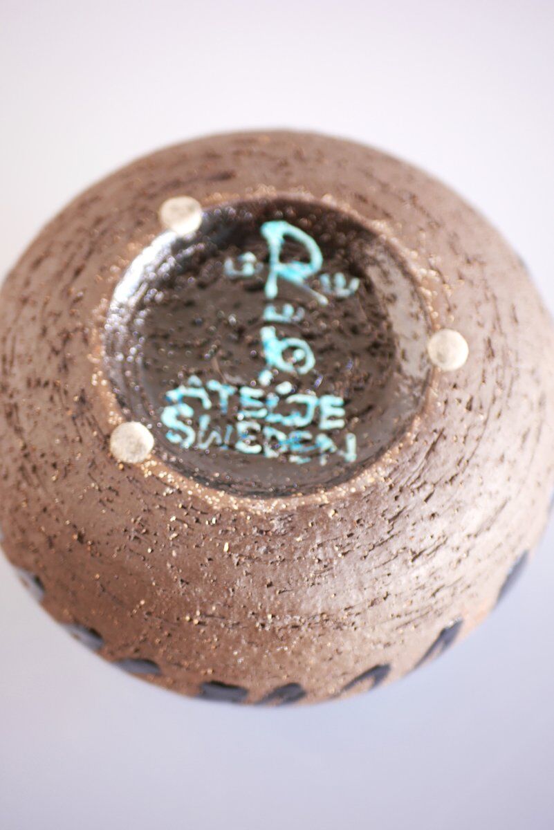 Mid-century modern studio art ceramic vase by Inger Persson for Rörstrand, Sweden, 1970s