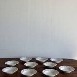 Set of 10 small soup plates with blue flower frieze pattern