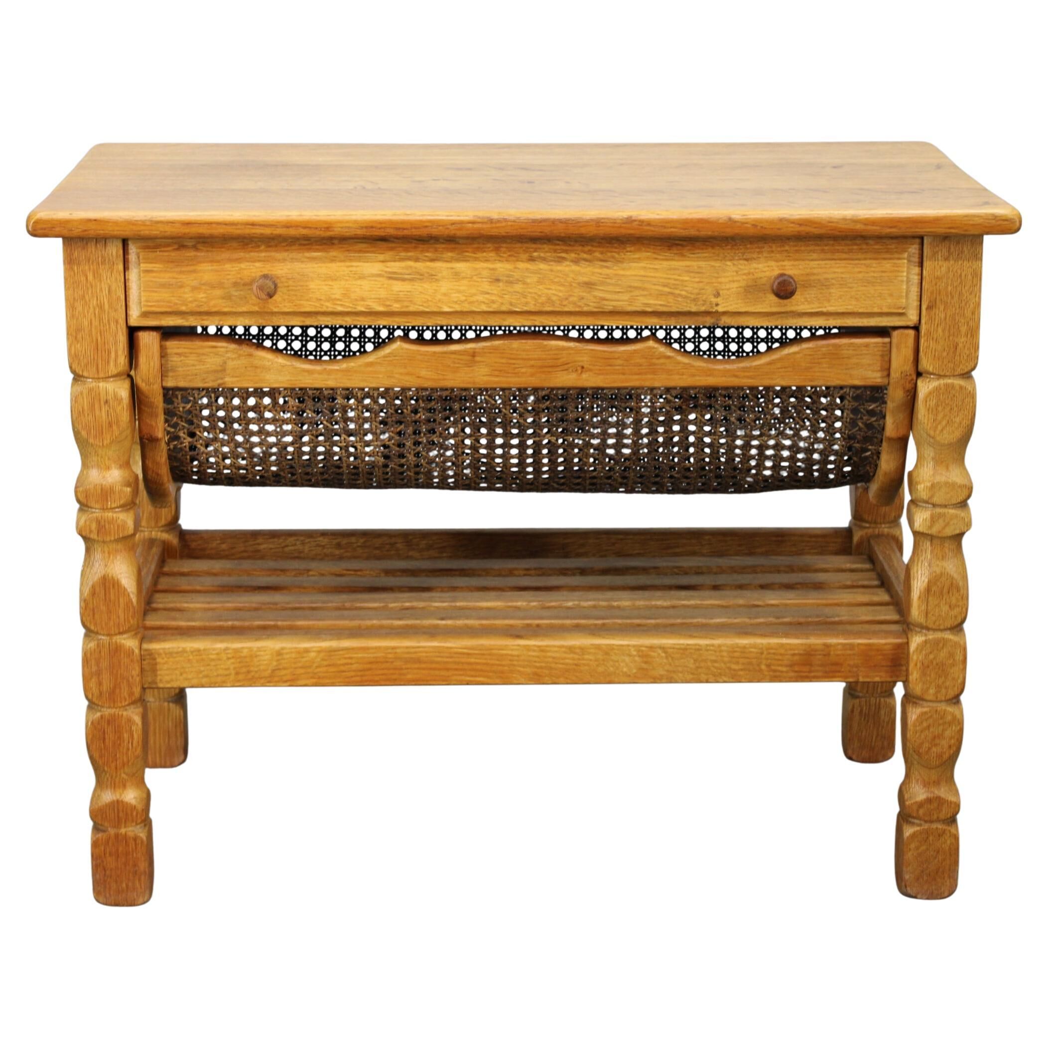 Danish mid-century oak sewing cabinet by Henning Kjaernulf