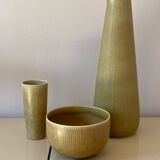 Set of 3 Rörstrand Ritzi pottery vases and bowl by Gunnar Nylund Sweden 1950's