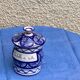 Table trash pot in blue enameled ceramic Robert Picault vintage and collector