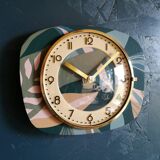Vintage clock silent rectangular wall clock "Blue Green Pink"