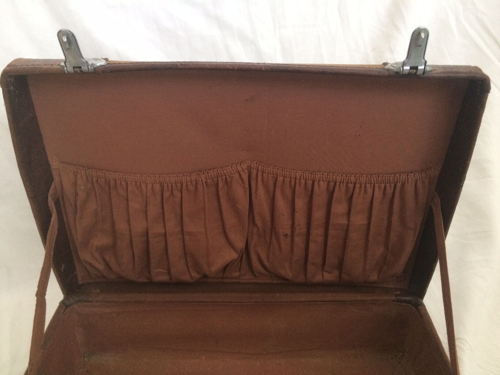 Cloth suitcase and leather vintage