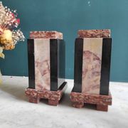 Pair of French vintage marble bookends, art Deco