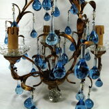 Lustre pampilles bleues a 3 feux