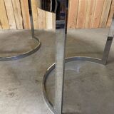 Glass oval dining table by Milo Baughman