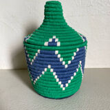 Bohemian artisanal Moroccan box colored green and blue