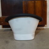 Fauteuil Lounge Pod Space Age Atomic avec Cuir de Bovin Noir de Dux, Suède, 1960s