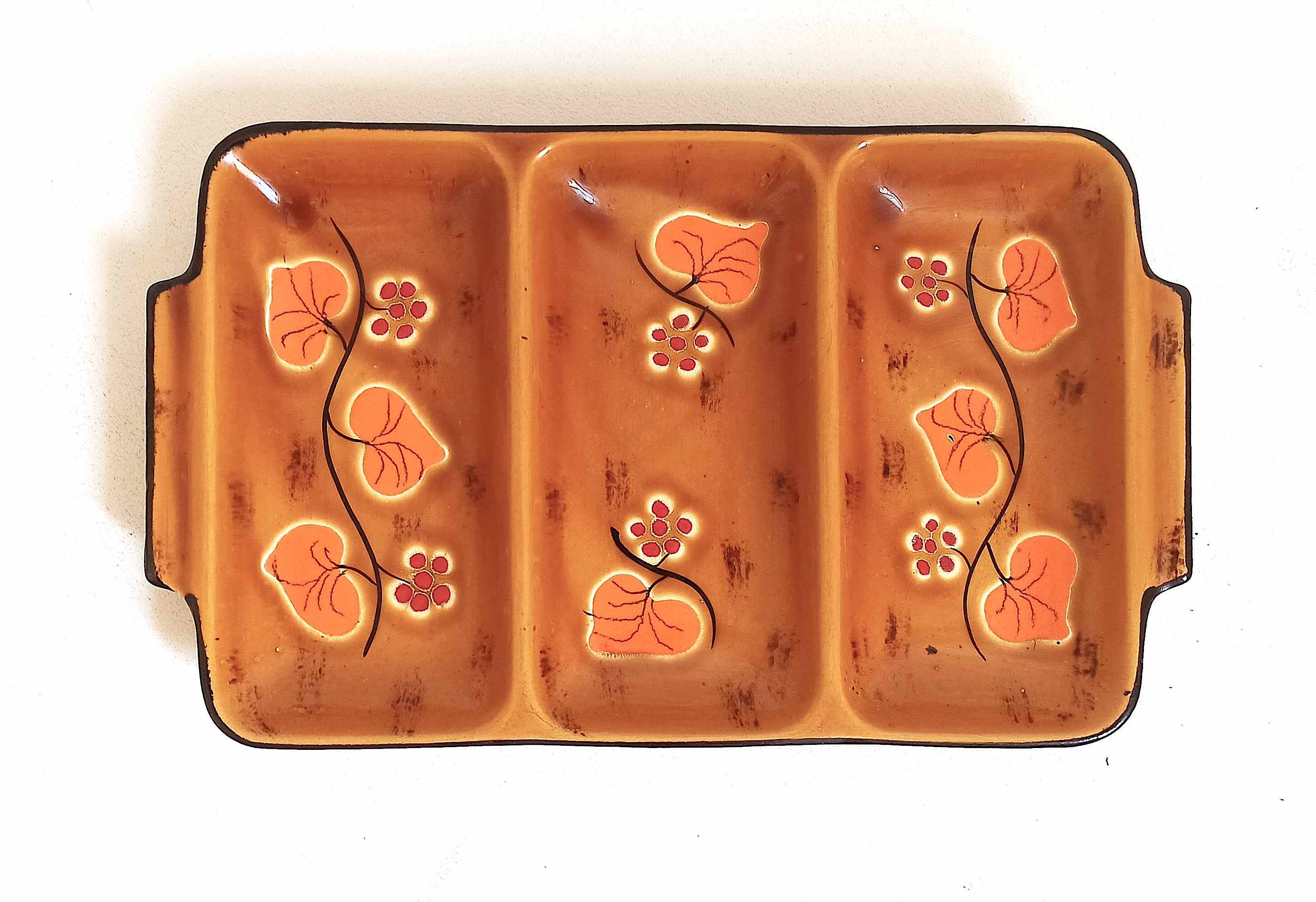 Poët Laval ceramic compartment dish 1960s