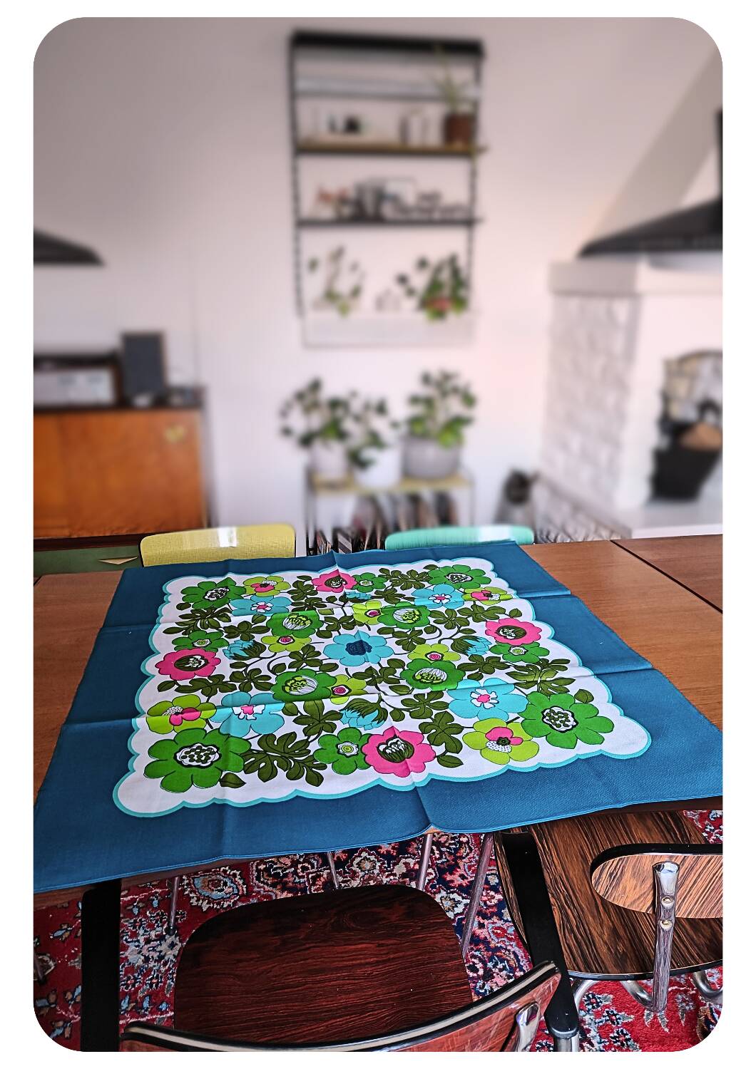 Vintage old stock table cloth floral decor