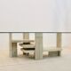 Willy Ballez travertine and cubist glass sculptural coffee table