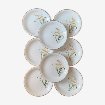 Set de 8 assiettes plates Sarreguemines Blé d'or