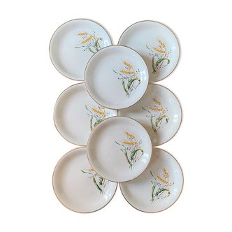 Set de 8 assiettes plates Sarreguemines Blé d'or