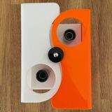 Vintage two-light wall lamp, ABS orange and white, France 1970