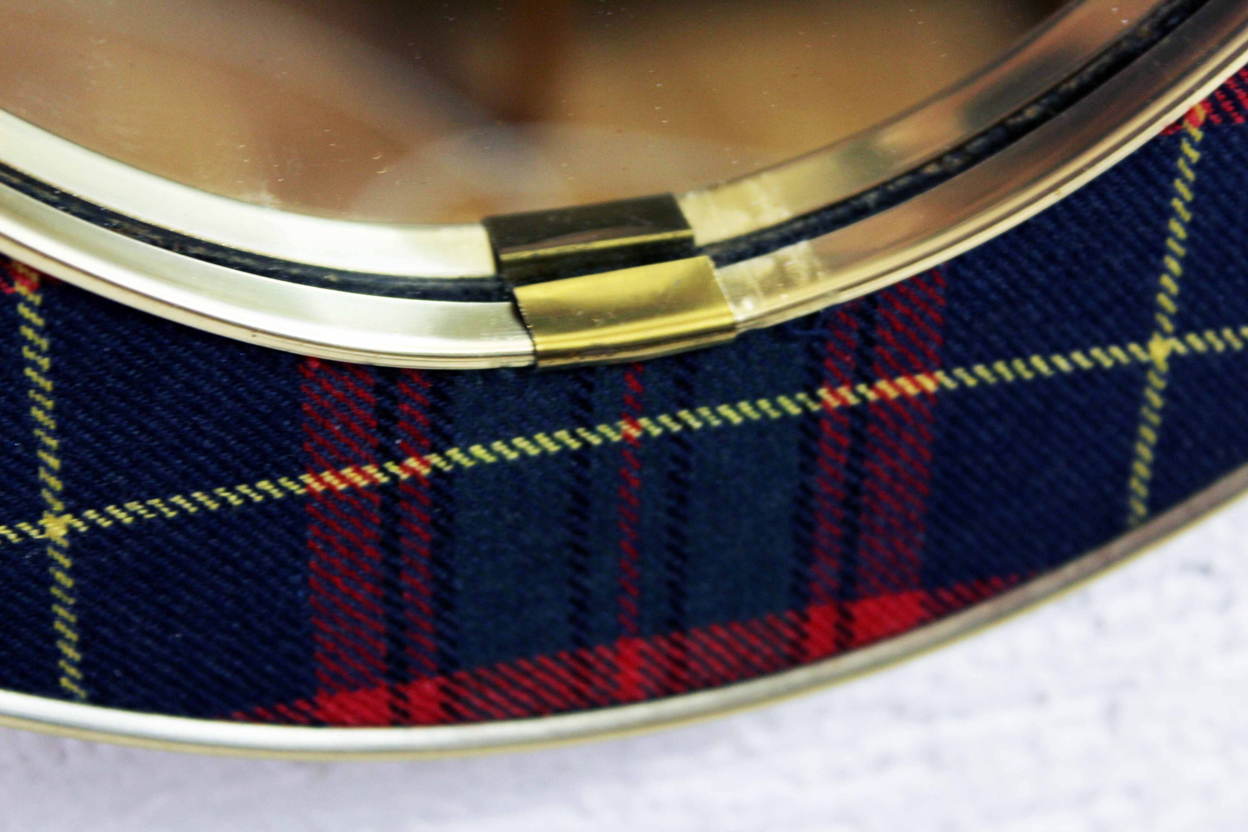 Vintage brass mirror in Scottish fabric