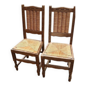 Paire de chaises paillé