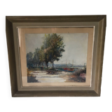 Watercolor 1950 signed Pratx Bernard