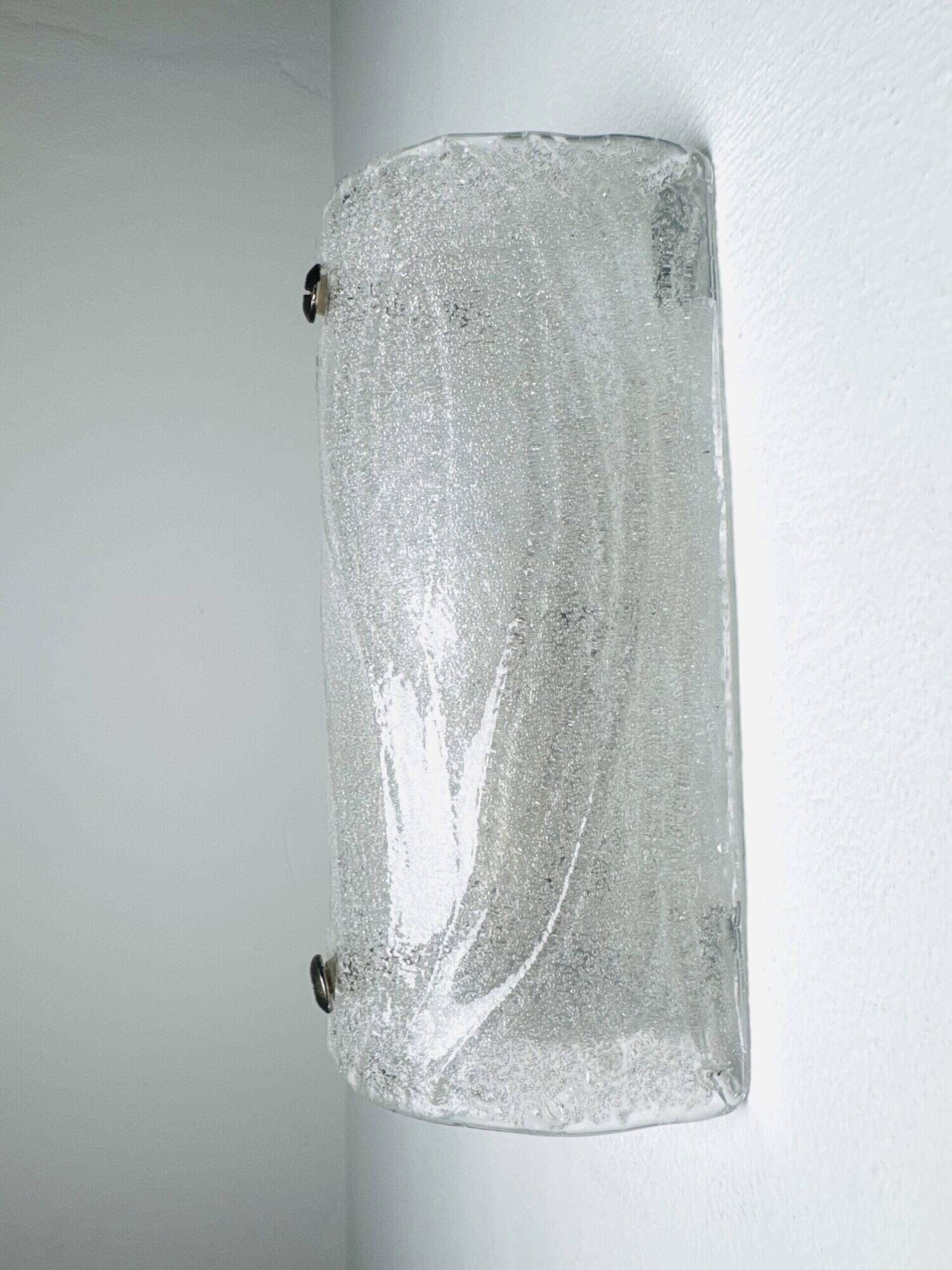 Murano Ice Frosted Glass Wall Lamps By Kalmar Franken, Austria Circa 1960S
