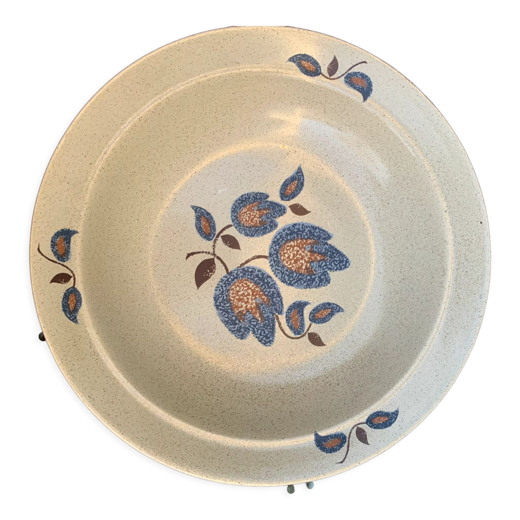 Hollow earthenware dish model sologne st Amand france vintage