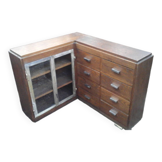 Oak art deco corner unit