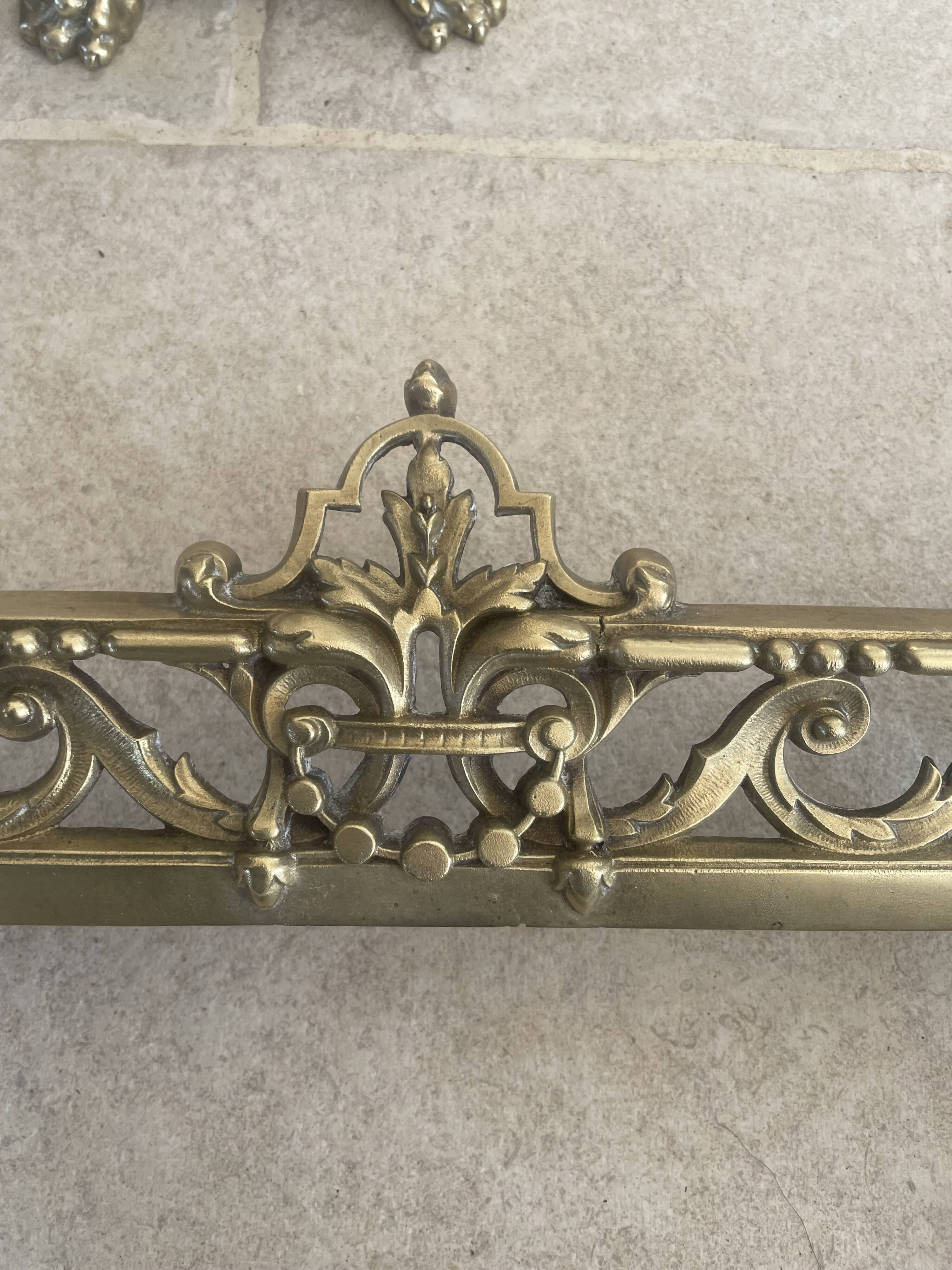 19th-century brass fireplace threshold bar