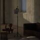 20th-century wrought iron floor lamp with swirling detail, Danish Art Deco.