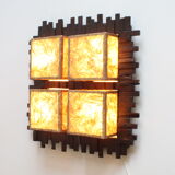 Scandinavian style wall lamp in wood and fabric, 1970