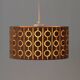 Pine Pendant Lamp – Cylindrical with Circle Pattern, Scandinavia – 1960s/1970s