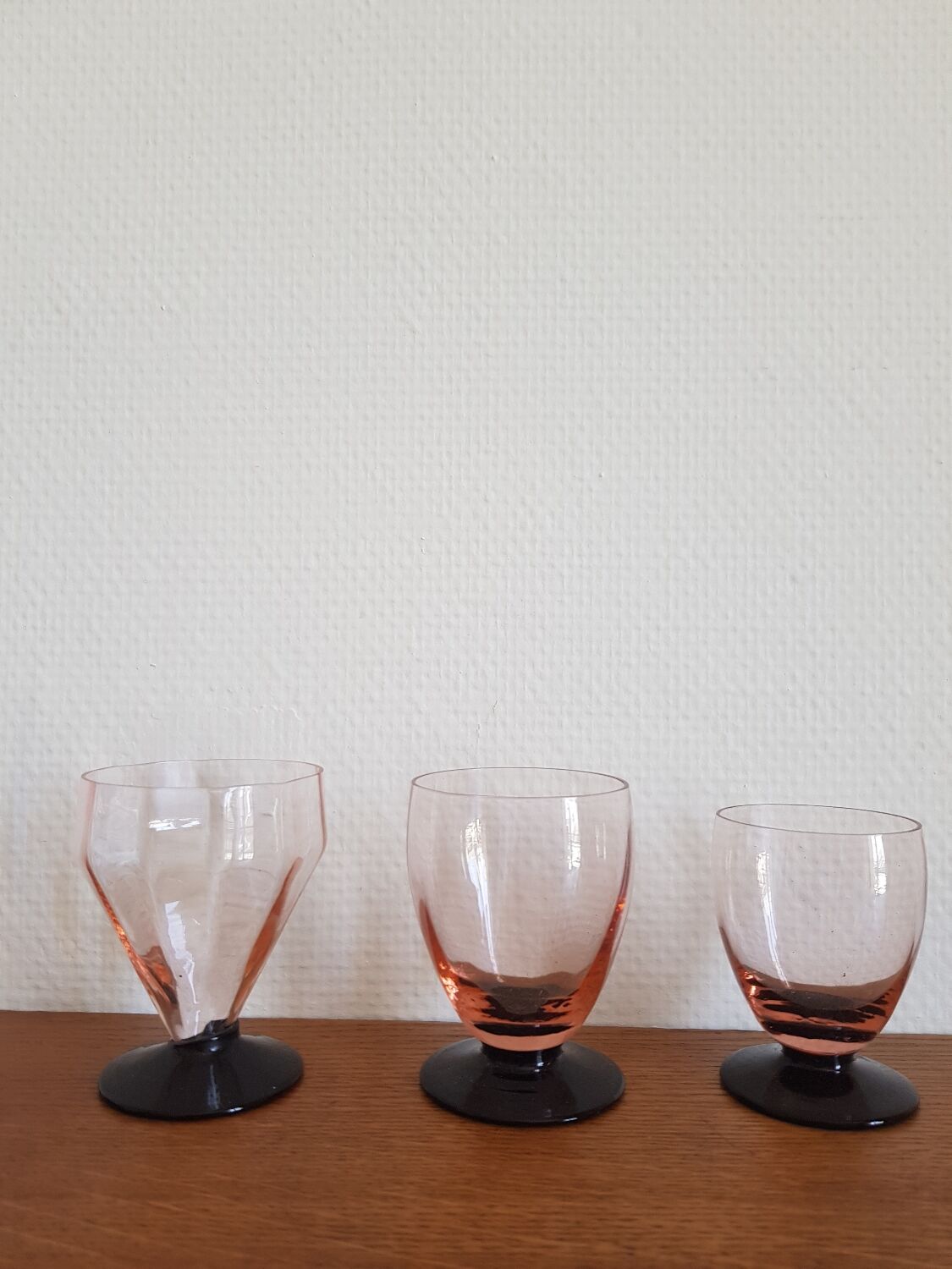 Set of 6 two-tone old art deco glasses