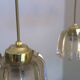 Set of 5 Doria  pendant lights in brass and amber-coloured glass, 1960s