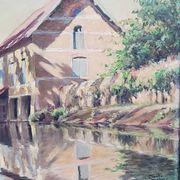 Oil on landscape panel Étampes May 1929 CLAUDE MIRBEL