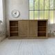 Large row of solid oak loom sliding doors