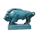 Bison Zsolnay in turquoise glazed earthenware, Hungary, 1940s-50s.