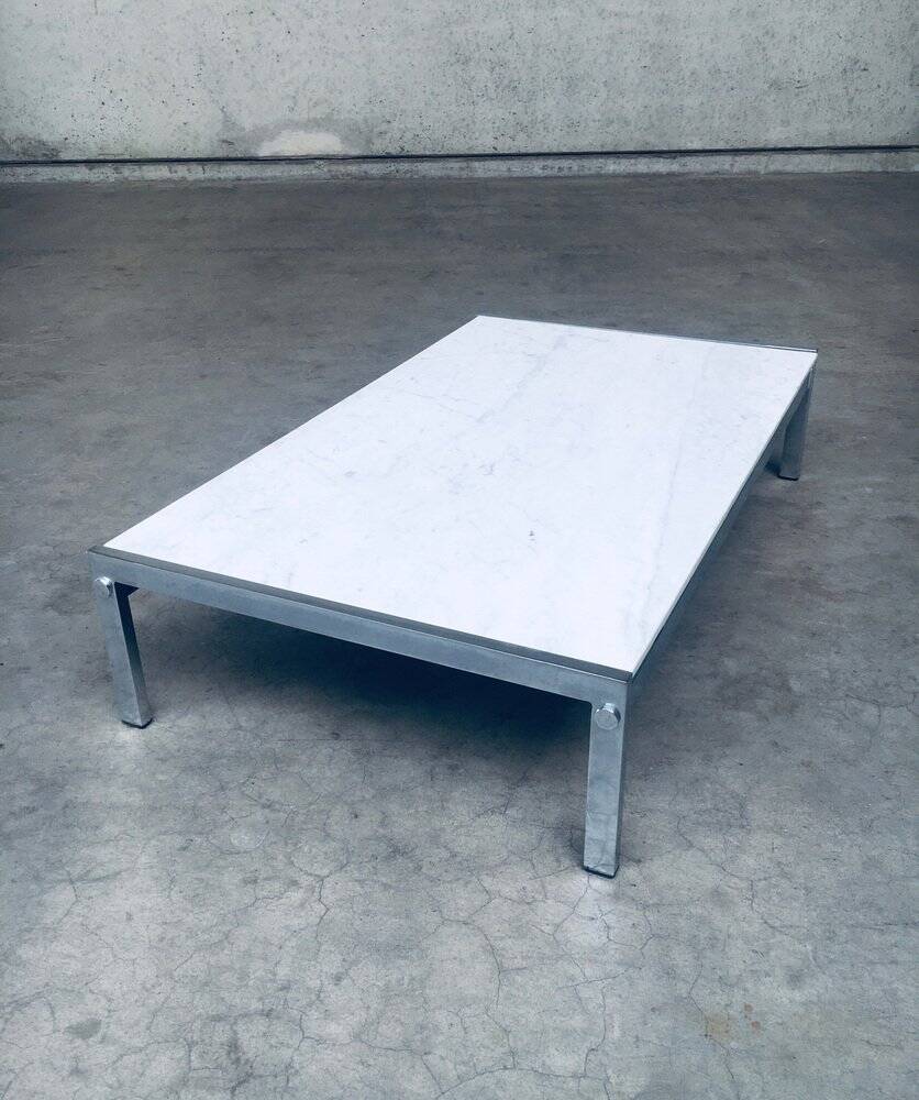 Postmodern Italian Carrara Marble Low Coffee Table, 1970s