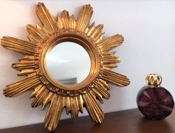 Sun mirror gilded wood with gold leaf, 42 cm
