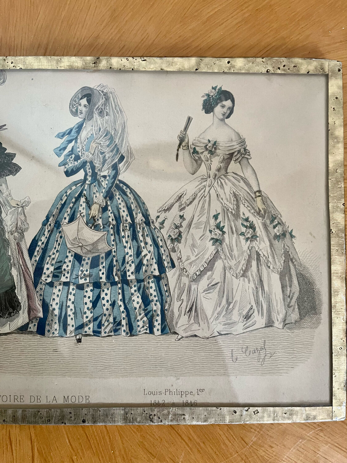 Framed antique print "History of Fashion"