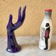 Vase baguier hand soliflore ceramic enamelled vintage 70s
