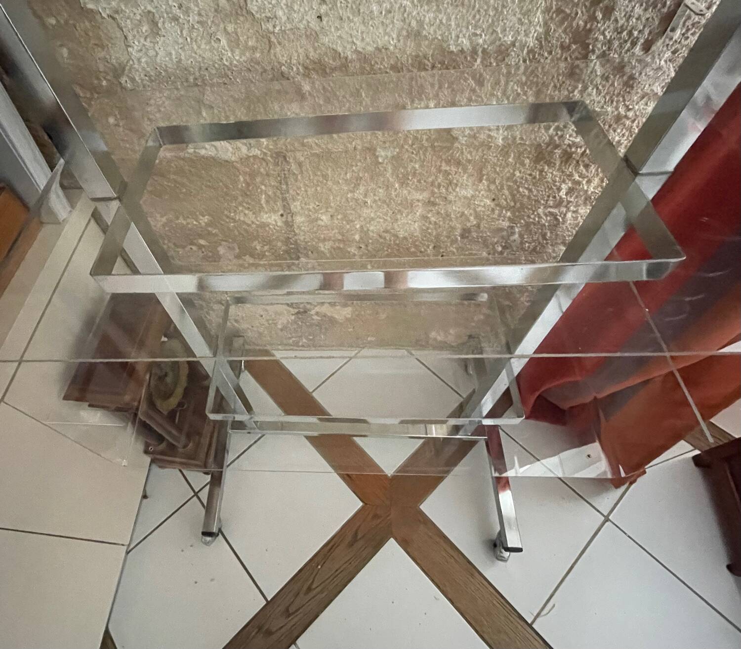 Metal and plexiglass shelf