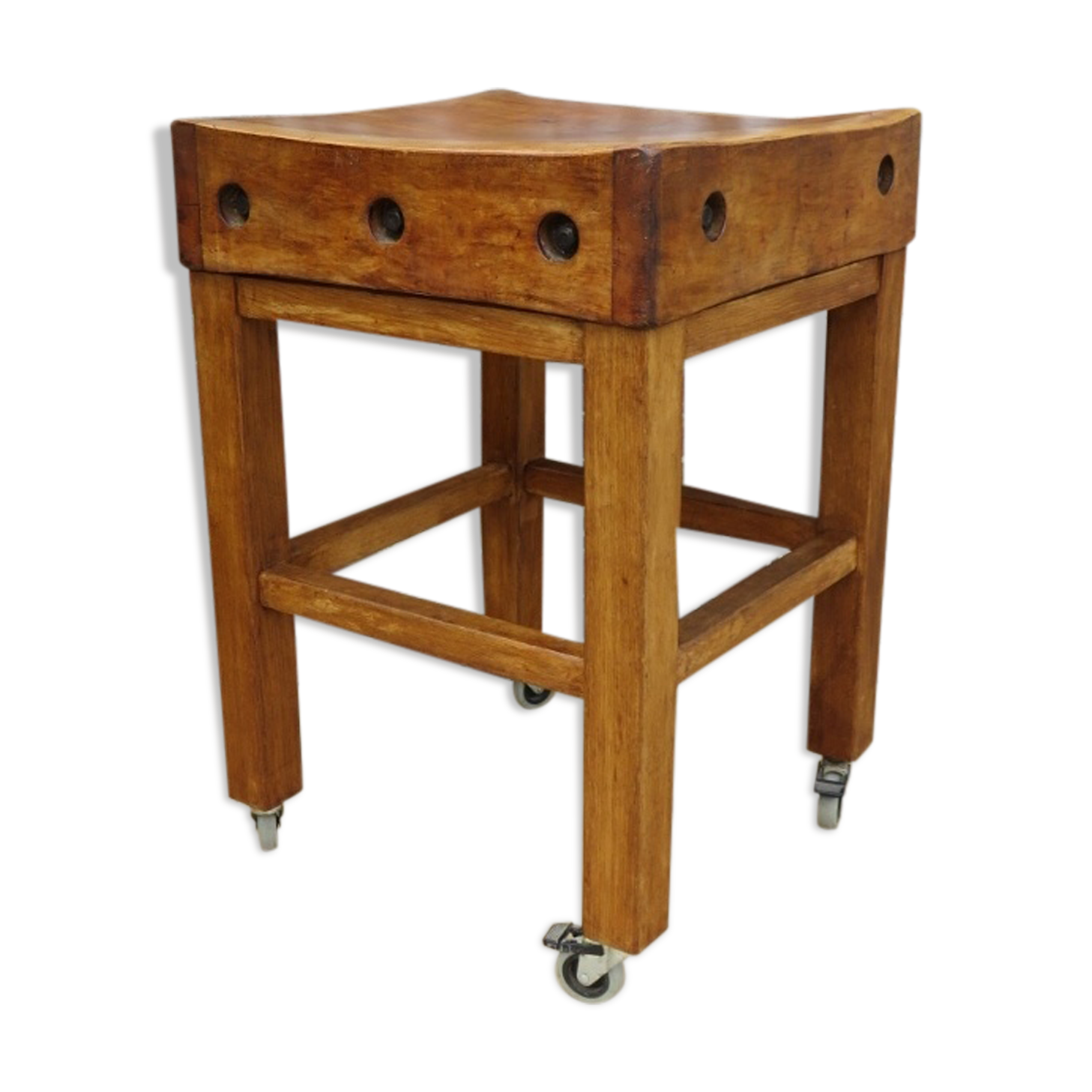 Vintage english sycamore butchers block on stand