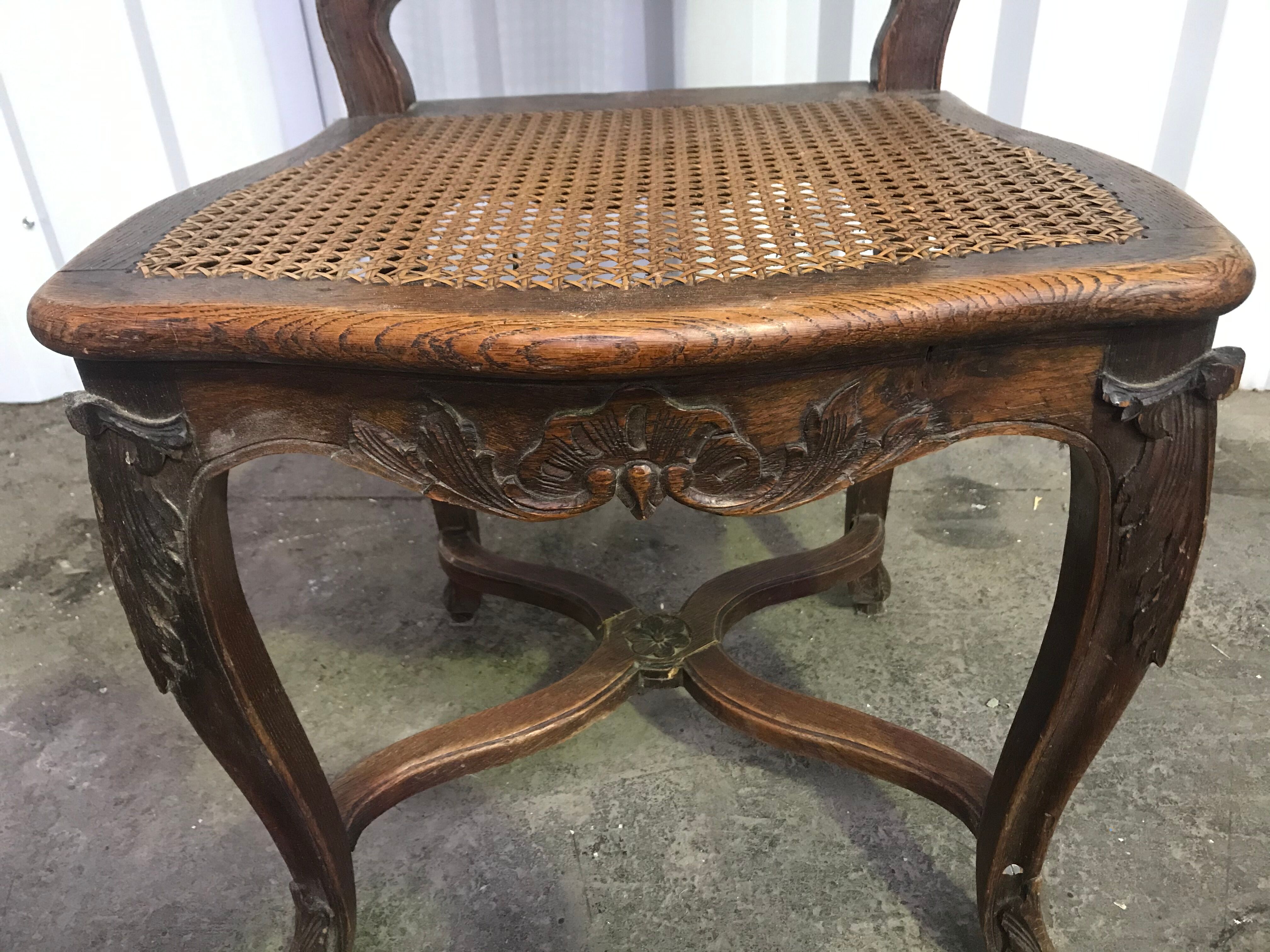 Suite of 6 Louis XV chairs in oak, 19th century