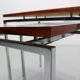 White Nesting Table Set with chrome frame and wood detail, 1970s